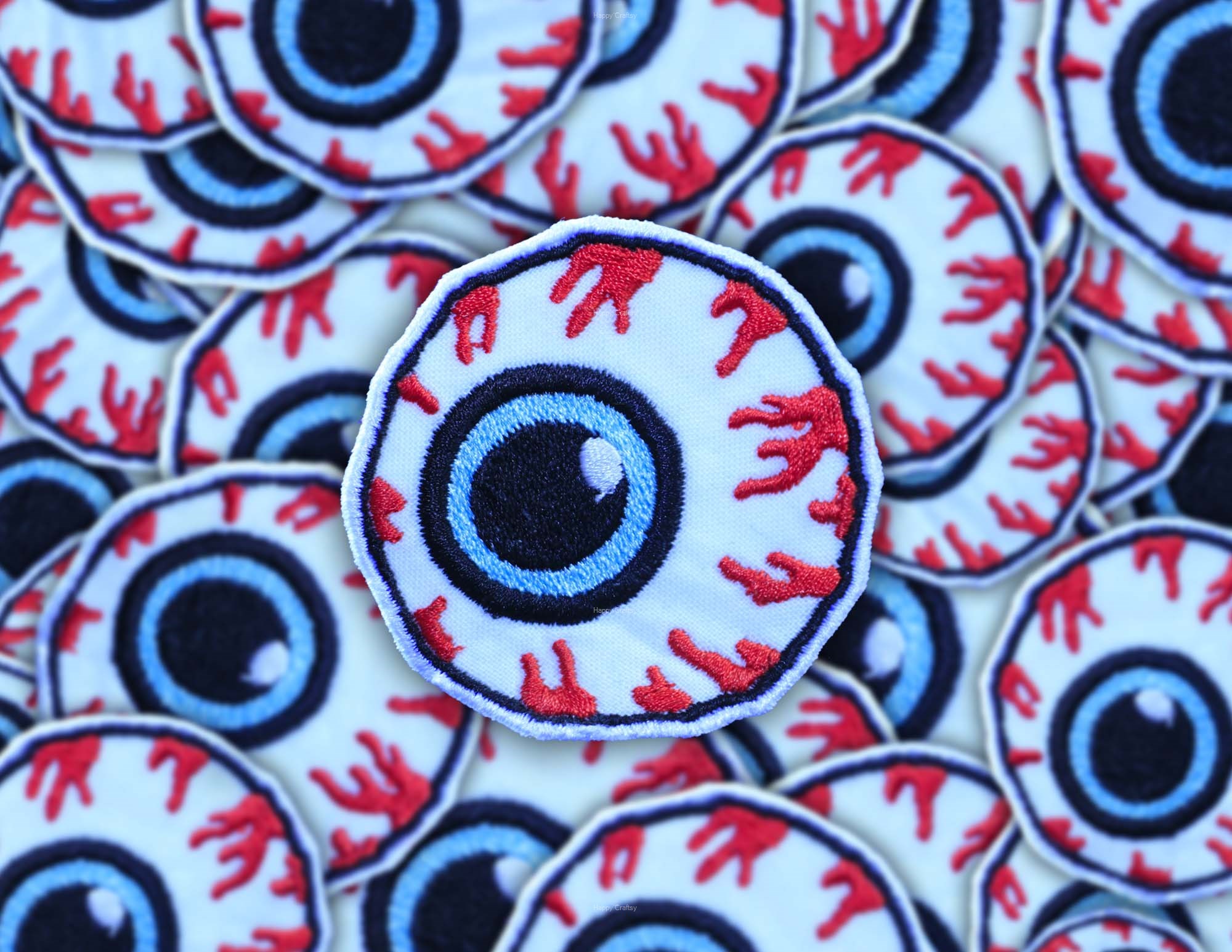 Embroidered Patch Blue Eye, Iron-On/Sew-On